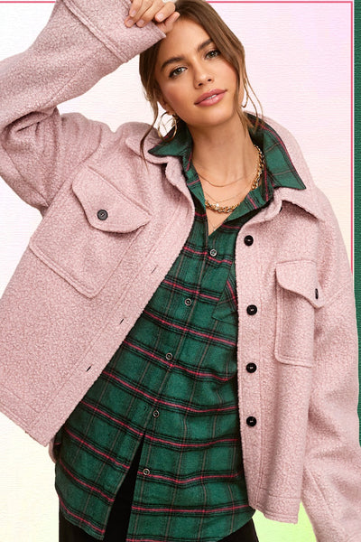 Cozy Fuzzy Jacket Blush