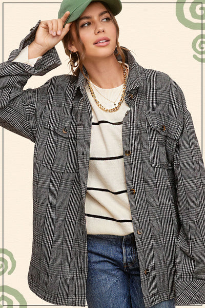 Agatha Plaid Jacket Black