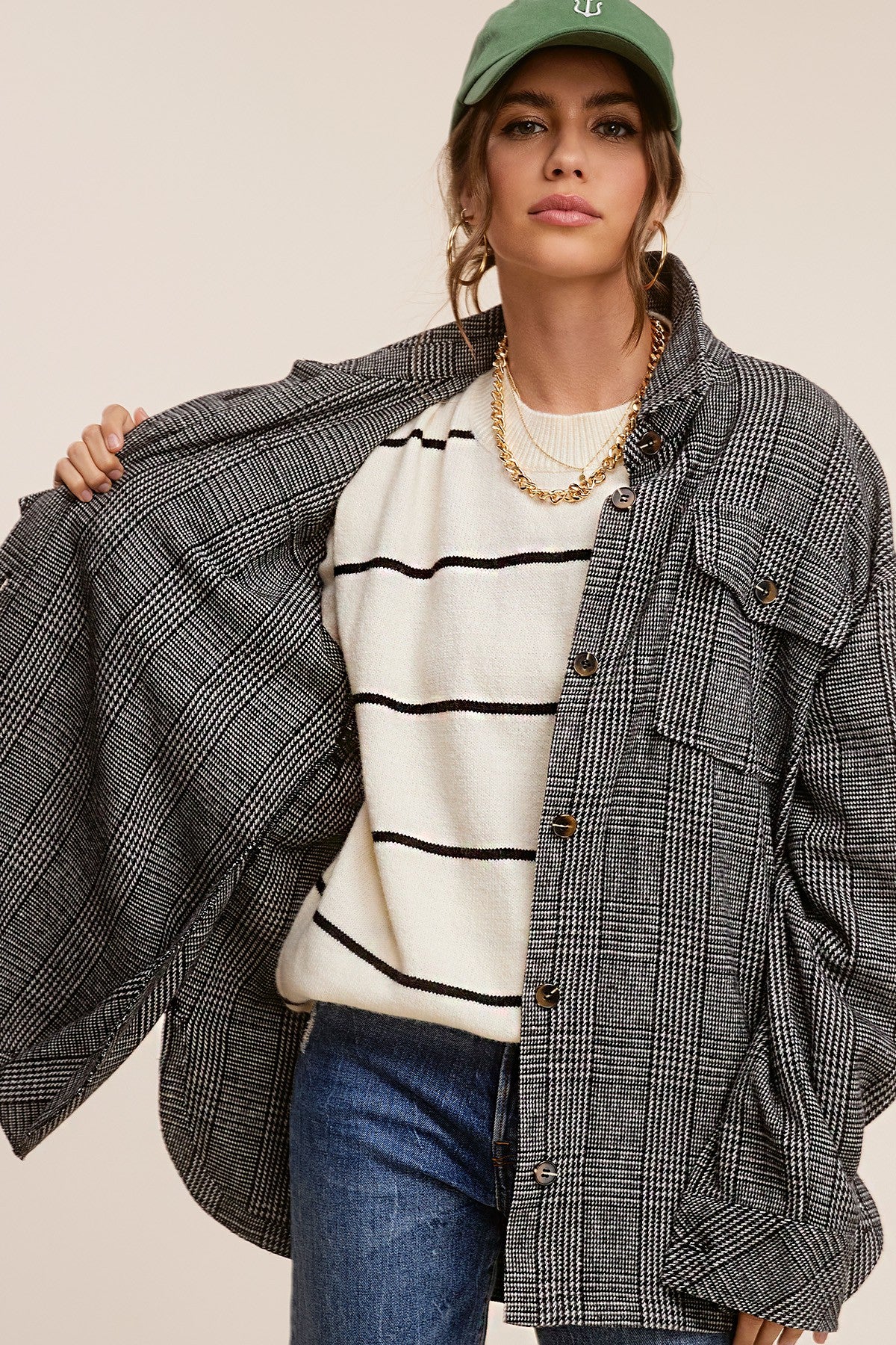 Agatha Plaid Jacket Black