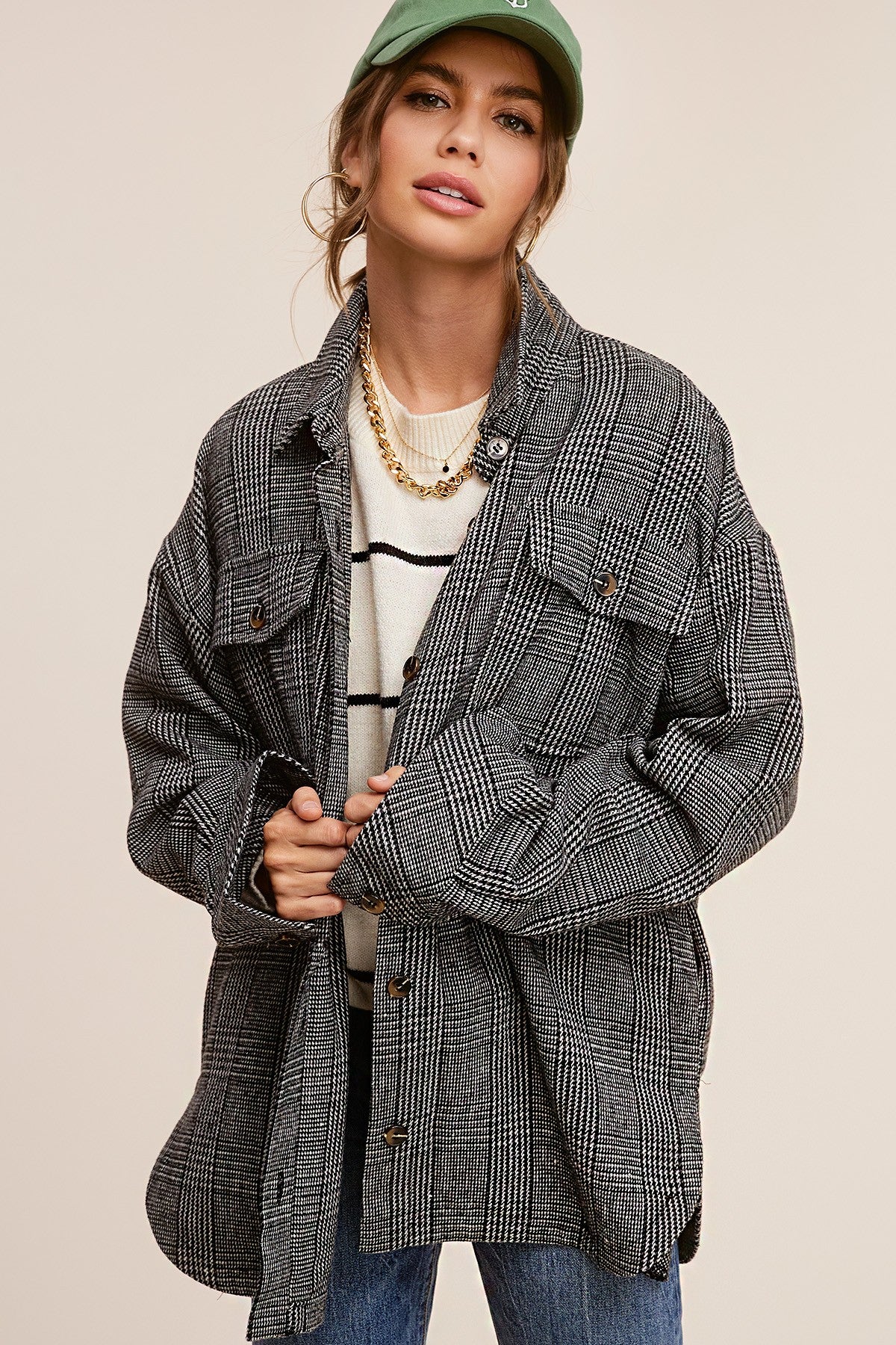 Agatha Plaid Jacket Black