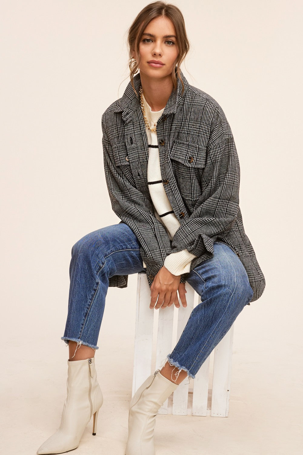 Agatha Plaid Jacket Black