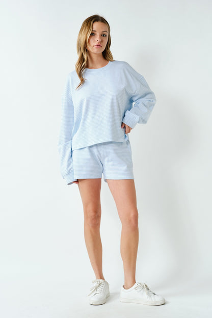 Boardwalk Stripe Drawstring Shorts Blue & White