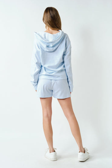 Boardwalk Stripe Pullover Hoodie Blue & White