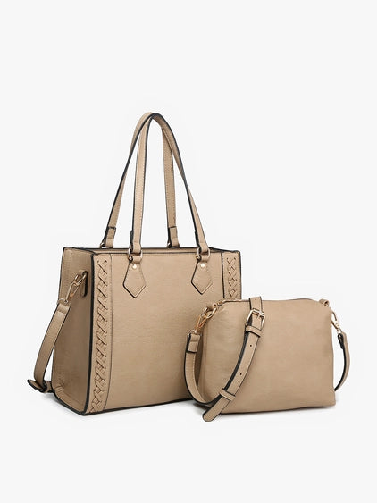 Betsy Braided Crossbody/Satchel Taupe