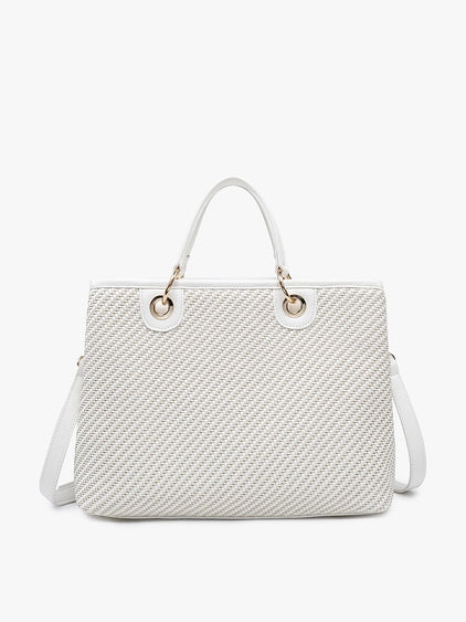 Nancy Woven Striped Tote White