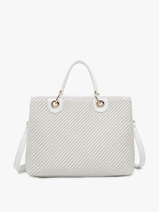 Nancy Woven Striped Tote White