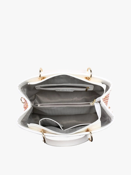 Nancy Woven Striped Tote White