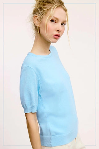 Cora Puffy Short Sleeve Top Alice Blue