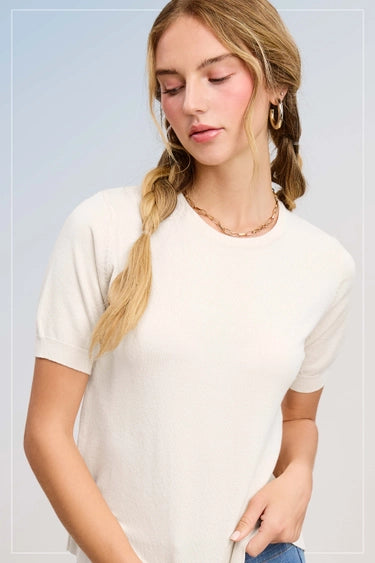 Cora Puffy Short Sleeve Top Milk