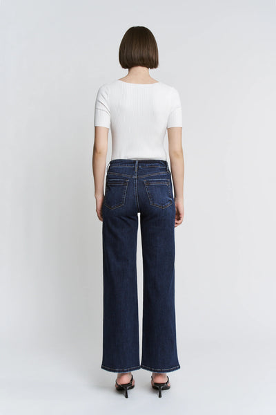 Mica Denim High Rise Wide Leg Jeans with Patch Pockets