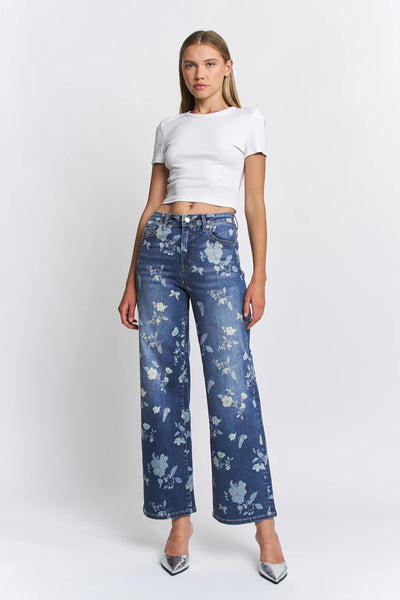 Mica High Rise Wide Leg Floral Jeans