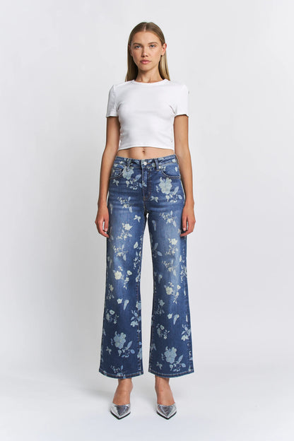 Mica High Rise Wide Leg Floral Jeans