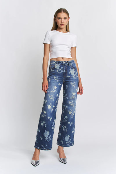Mica High Rise Wide Leg Floral Jeans
