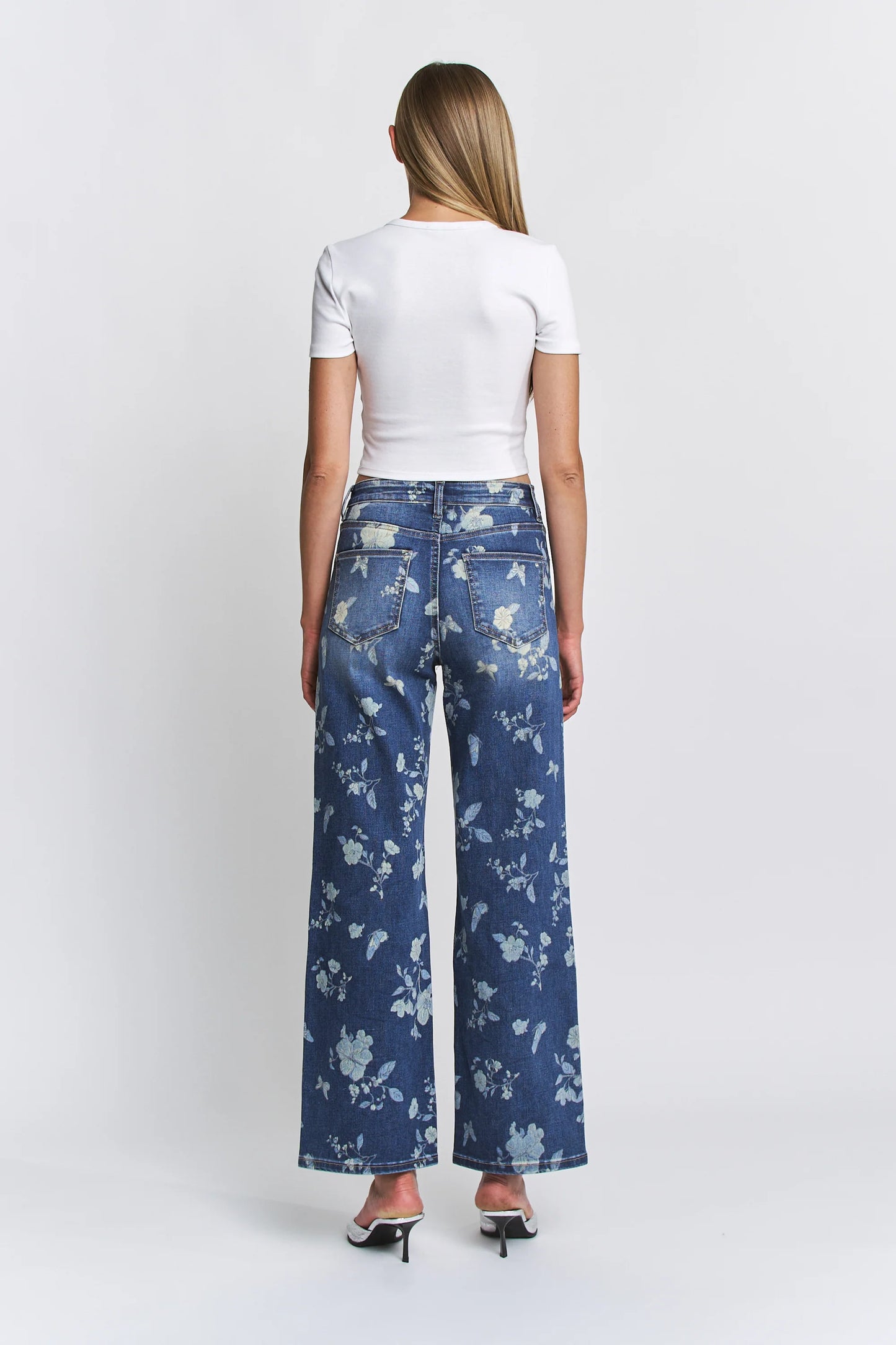 Mica High Rise Wide Leg Floral Jeans