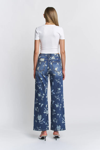 Mica High Rise Wide Leg Floral Jeans