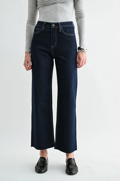 Mica High Rise Wide Leg Ankle Jeans with Subtle Glitter Fabric