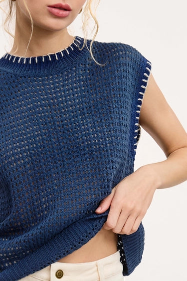 Crochet Knit Sleeveless Top Galaxy