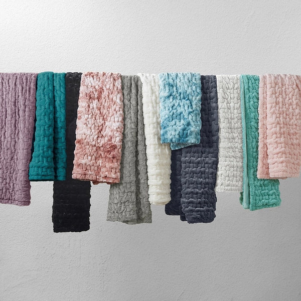 Ruched Faux Fur Blanket Gray