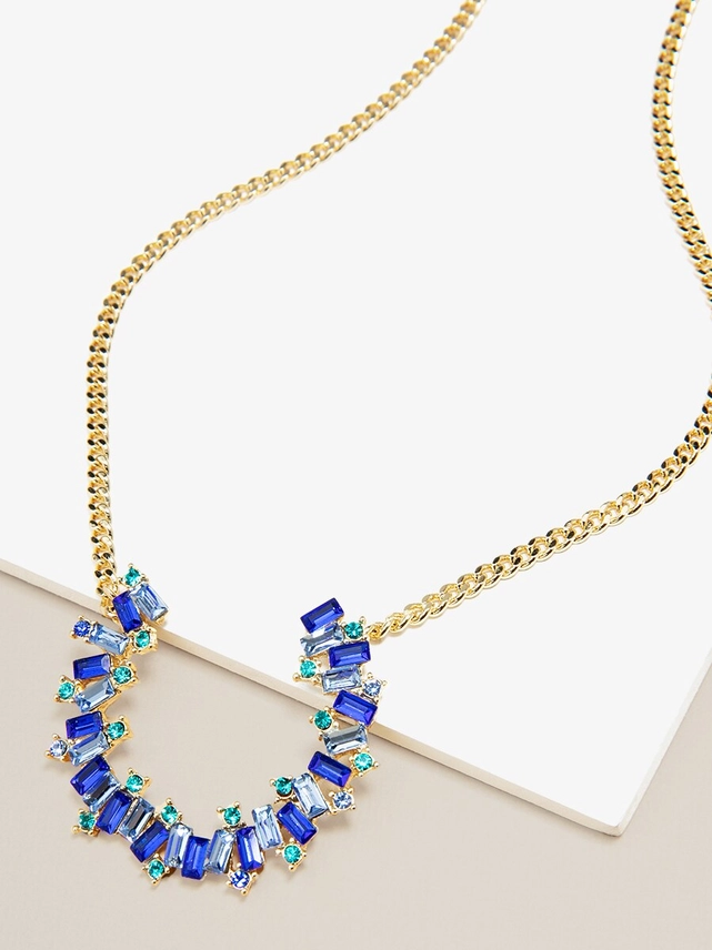 Colorful Embellished Pendant Necklace Blue