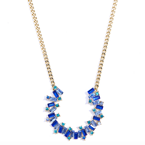 Colorful Embellished Pendant Necklace Blue