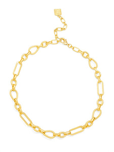 Mixed Link Collar Necklace Gold