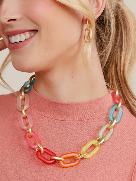 Multi-Color Resin Links Collar Necklace