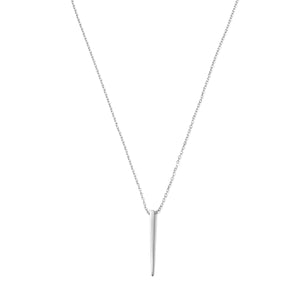 Long Narrow Pendant Necklace Silver