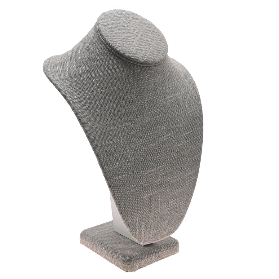 Gray Linen Necklace Bust 11"