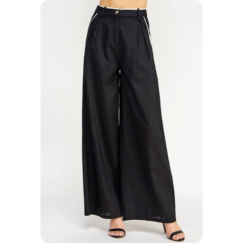 Keaton Linen Pant Black