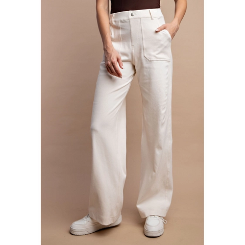 Cotton Stretch Twill Wide Pants Natural