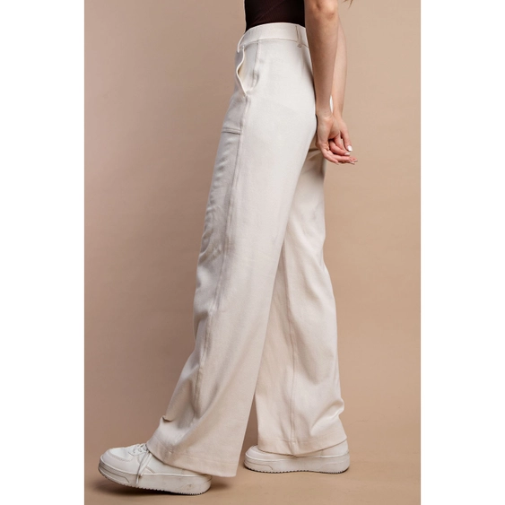 Cotton Stretch Twill Wide Pants Natural