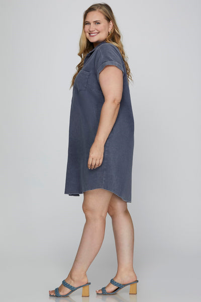 Jayne Shirt Dress Denim Blue