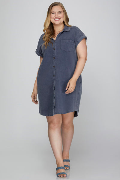 Jayne Shirt Dress Denim Blue