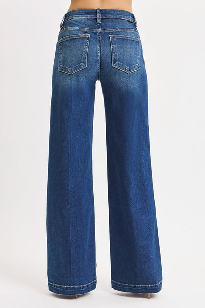 Risen Jeans Tummy Control Mid Rise Wide Leg w/ Iron Press Detail