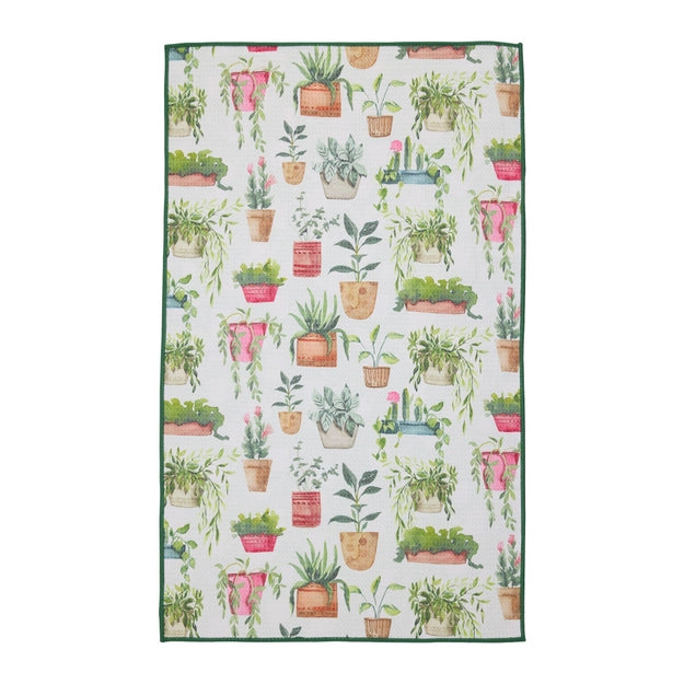Potted plants printed microfiber dish towel front design