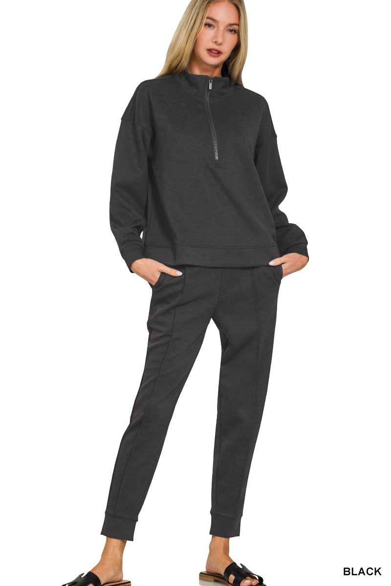 Scuba Half Zip & Jogger Set Black