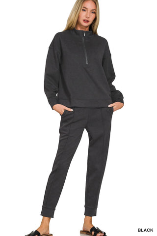 Scuba Half Zip & Jogger Set Black