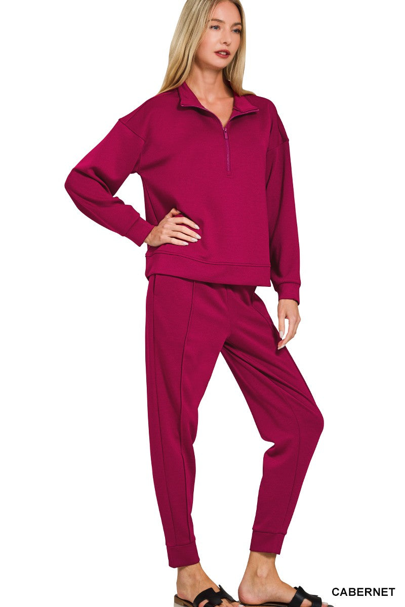 Scuba Half Zip & Jogger Set Cabernet