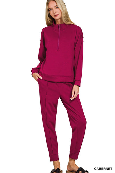 Scuba Half Zip & Jogger Set Cabernet