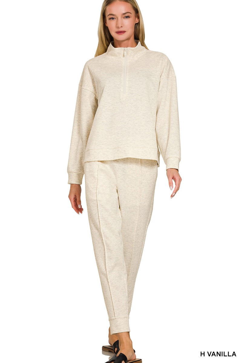 Scuba Half Zip & Jogger Set Heather Vanilla