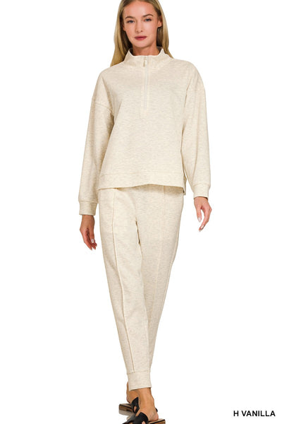 Scuba Half Zip & Jogger Set Heather Vanilla