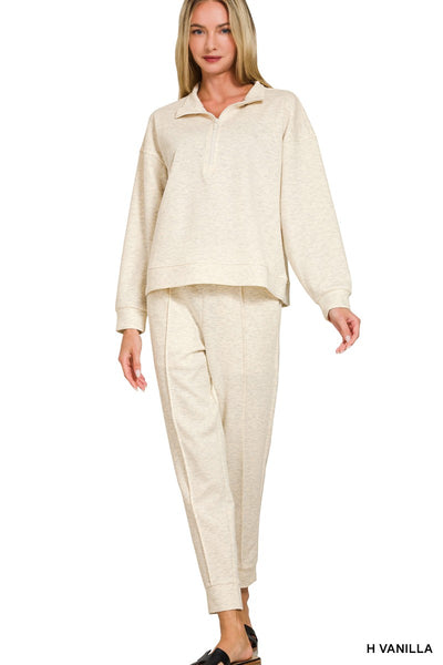 Scuba Half Zip & Jogger Set Heather Vanilla