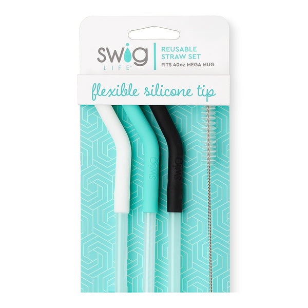 Swig 40 oz Mega Mug Straw Set Aqua