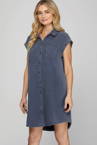 Jayne Shirt Dress Denim Blue