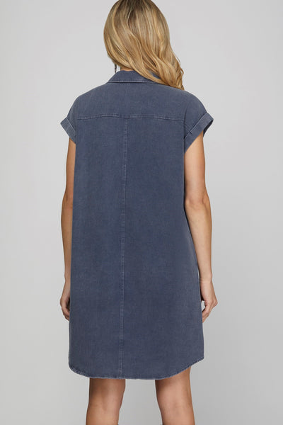 Jayne Shirt Dress Denim Blue