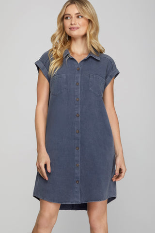 Jayne Shirt Dress Denim Blue