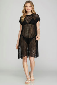 Felicia Fishnet Cover Up Black