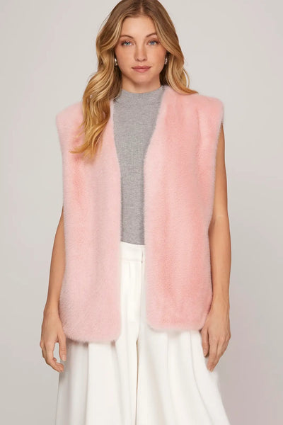 Pink Faux Fur Vest