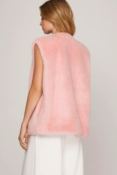 Pink Faux Fur Vest