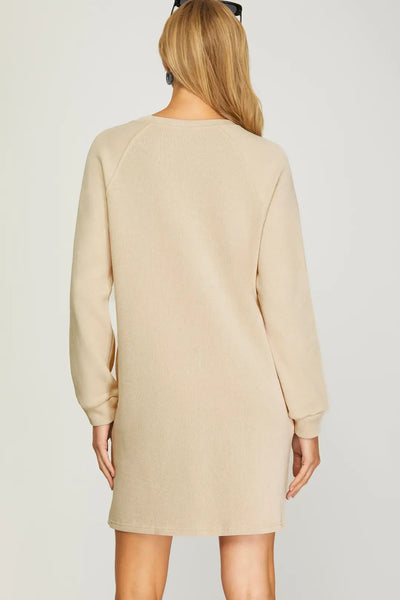 Cozy Ecru Sweatshirt Mini Dress